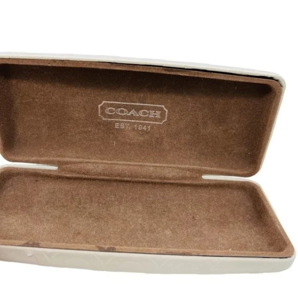 COACH White Embossed Leather Eyeglasses Sunglasses Hard Clamshell Case